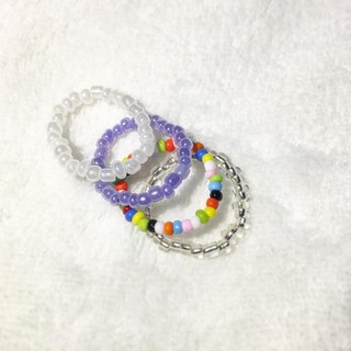 Nhẫn xỏ hạt cườm trơn đơn giản nhiều màu /Hoyi.acrylic