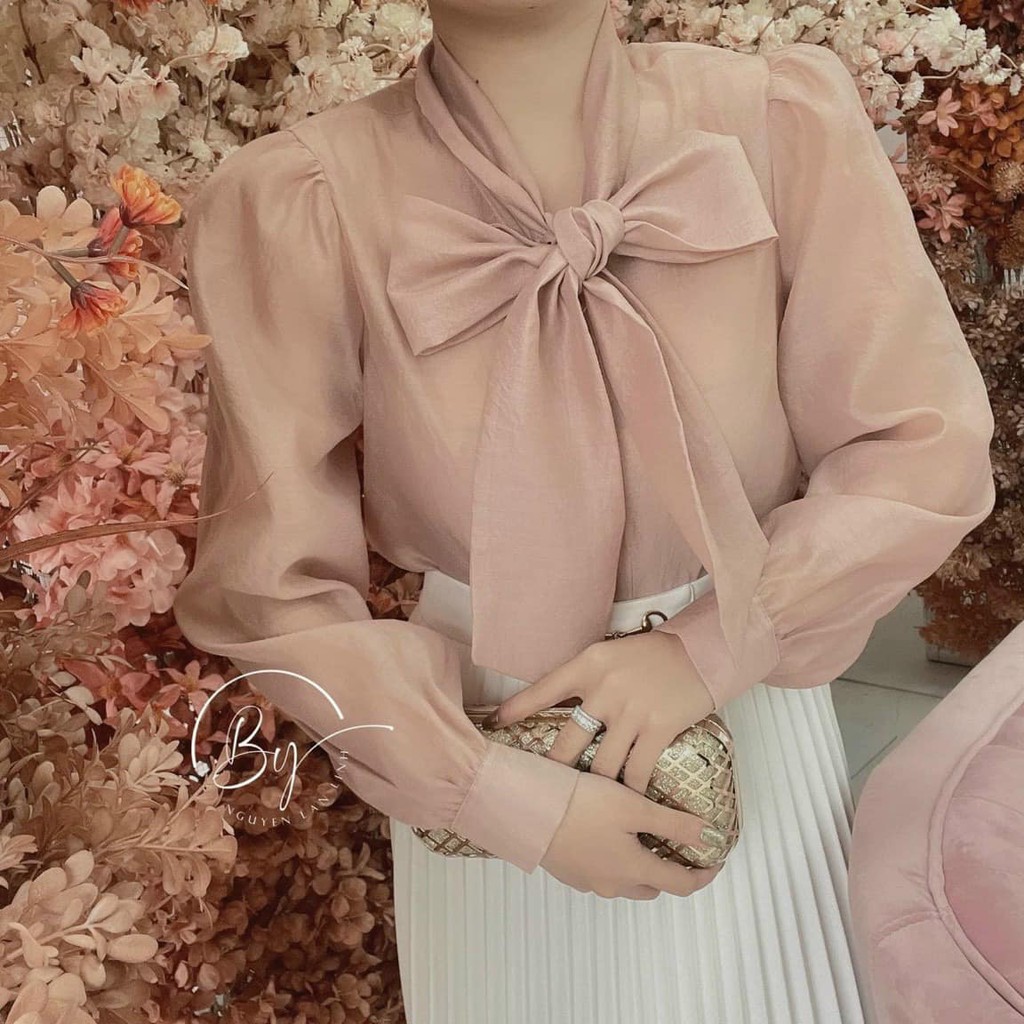 Áo sơ mi cúc ngọc nơ cổ to 3 màu ( kèm ảnh thật, video ) | BigBuy360 - bigbuy360.vn