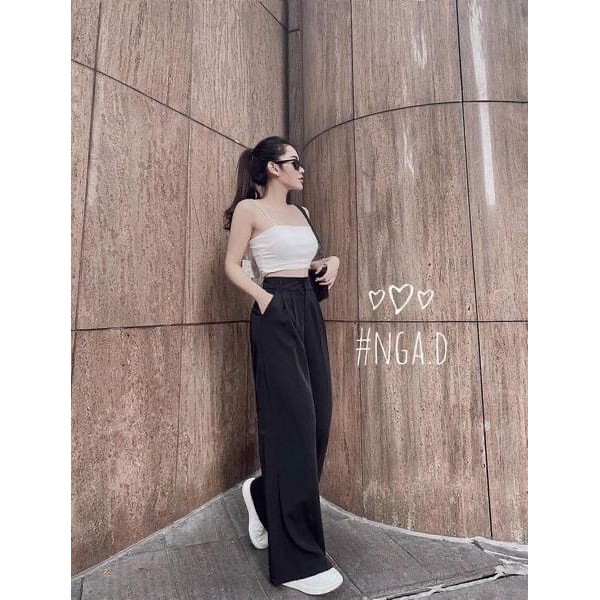 Quần Vải Ống rộng Khóa kéo trước _  CHẤT VITEX HÀNG ĐẸP _ Cạp Cao tôn dáng