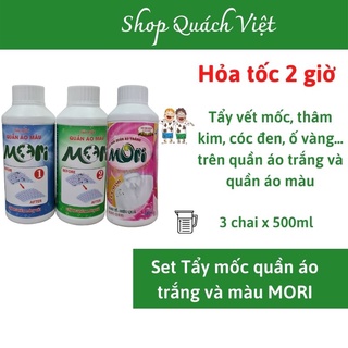 Tẩy mốc, tẩy ố quần áo trắng, tẩy mốc quần áo màu MORI, set tẩy mốc