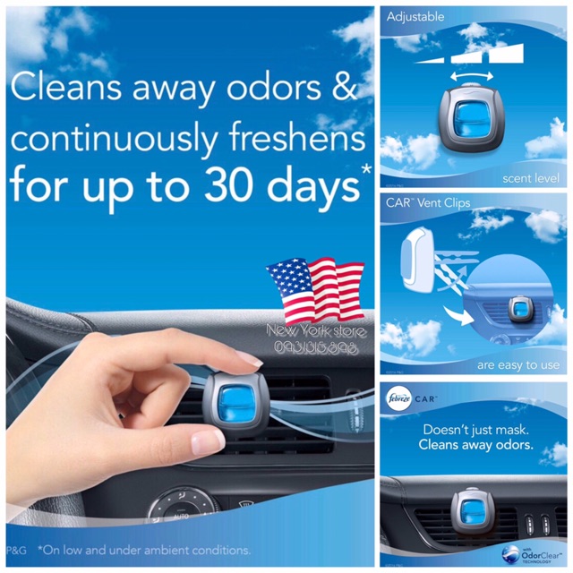 Nước hoa xe hơi Febreze+tặng case đựng mẫu 2020 vỉ 5 cái