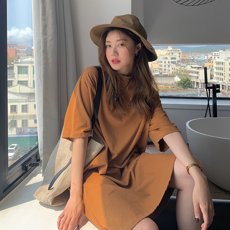 Áo thun SUXI ngắn tay cổ tròn màu sắc đơn giản phong cách thời trang mùa hè