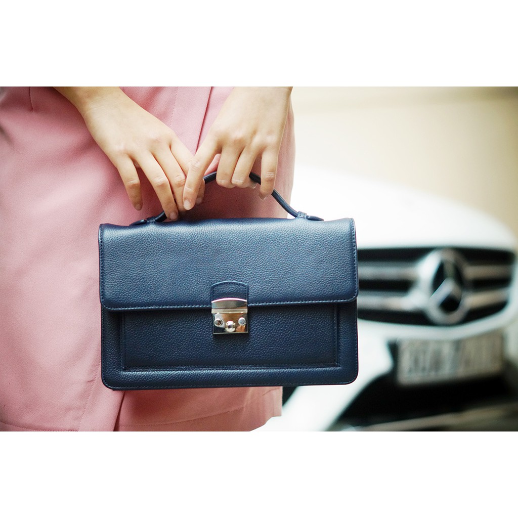 LÉMOS Leather Túi xách nữ da thật màu đen - GO65-10