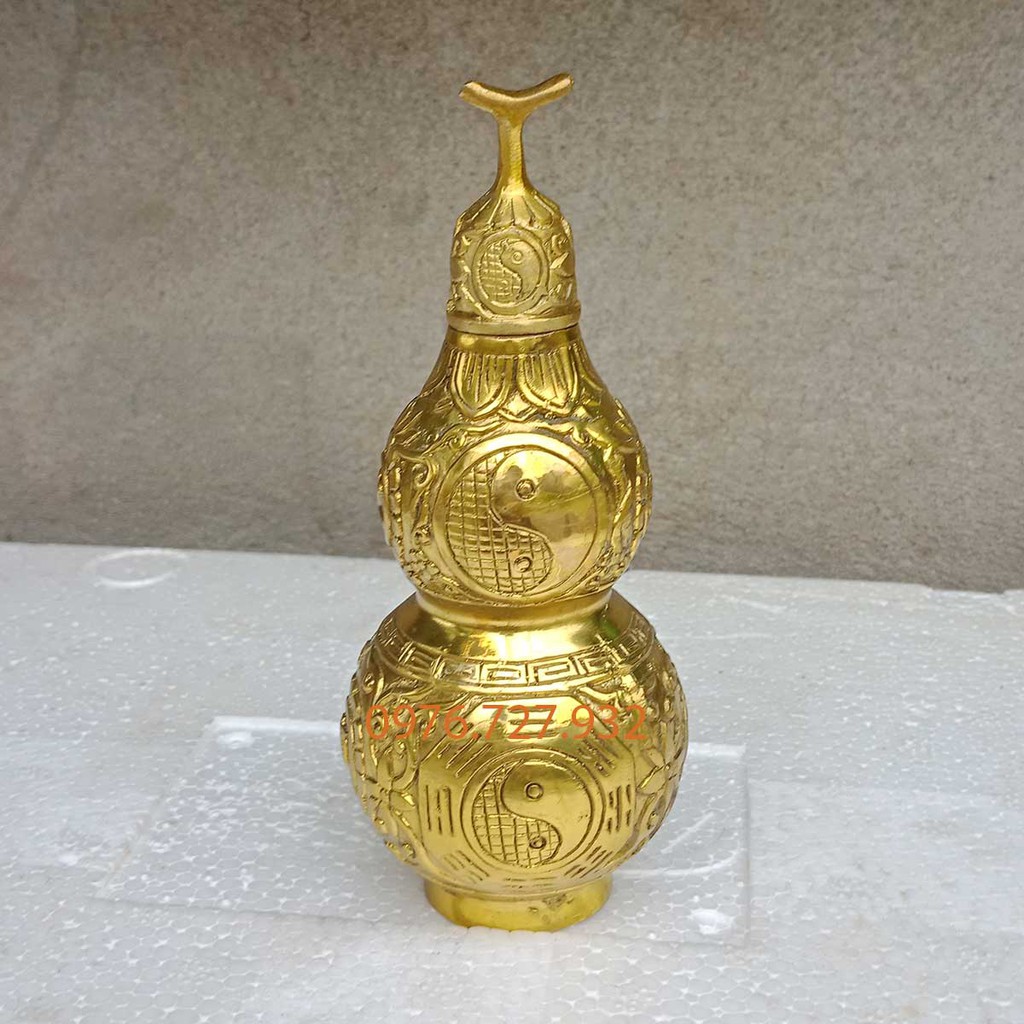 Hồ lô bát quái bằng đồng cao 14cm, hồ lô phong thủy