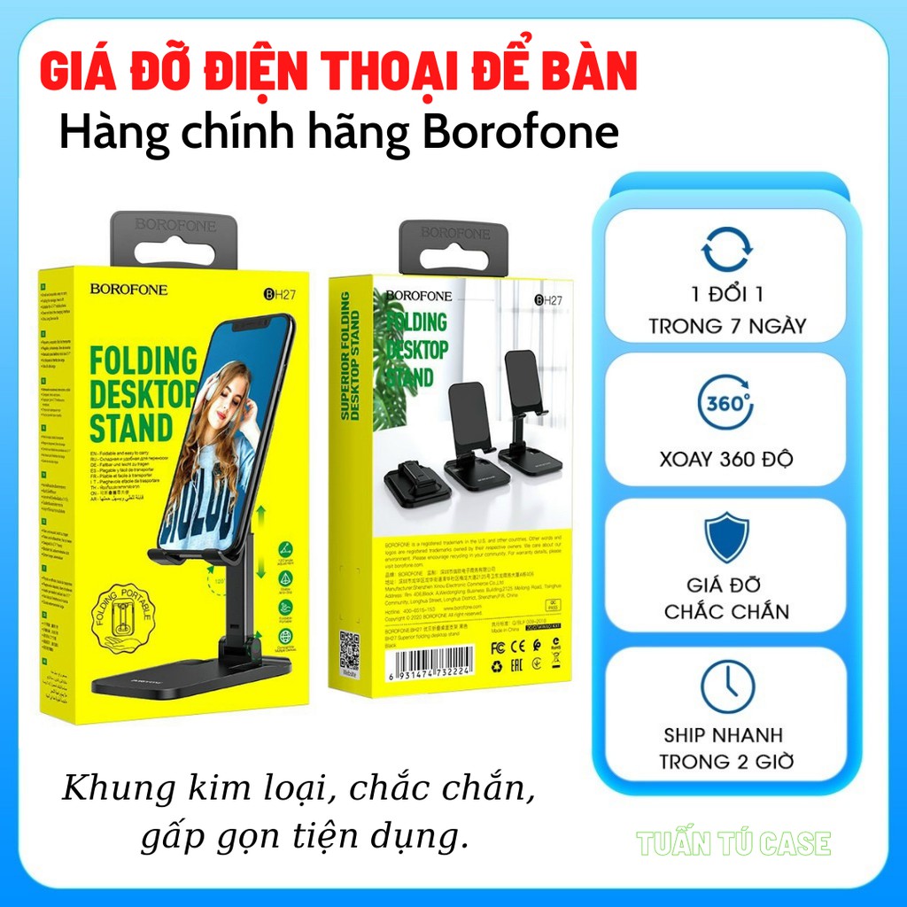 [HÀNG CHÍNH HÃNG] Giá đỡ điện thoại, máy tính bảng để bàn đa năng cao cấp chất liệu kim loại chắc chắn, gấp gọn.