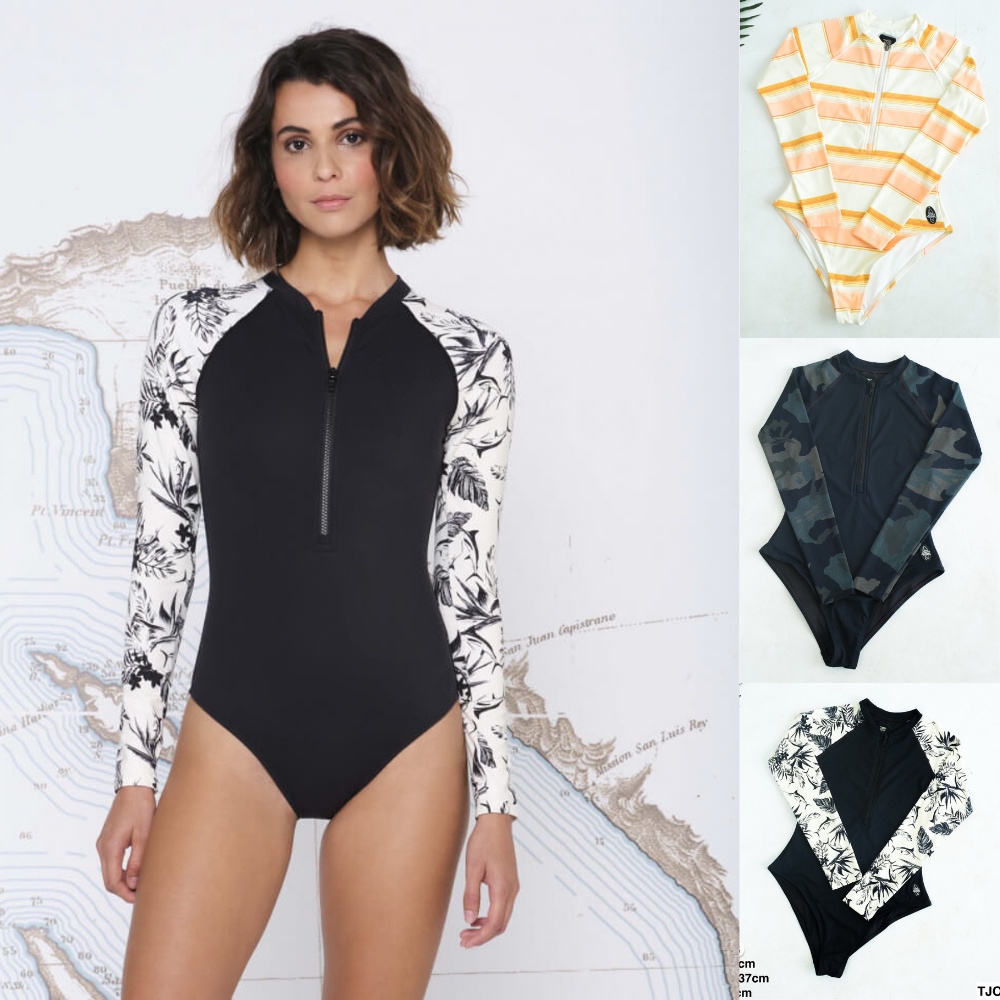 Áo bơi liền quần 1 mảnh dài tay kín đáo sexy quyến rũ, hoạ tiết cực xinh - TJO Việt Nam