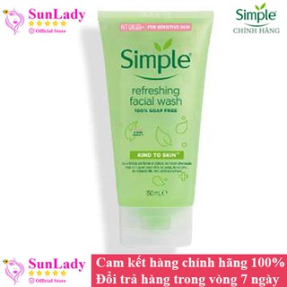 Sữa Rửa Mặt Dịu Nhẹ Dạng Gel Simple Refreshing 150ml chính hãng