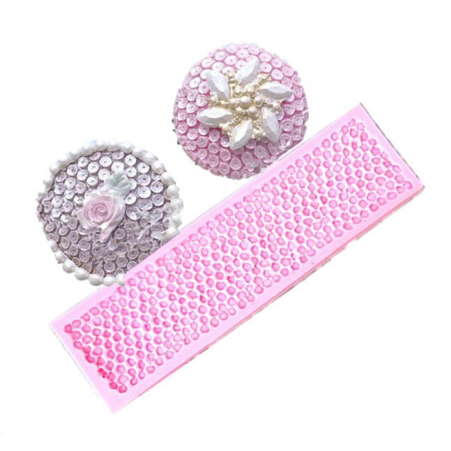 Khuôn Silicon Hoa Nổi 4D Viền Kim Tuyến Tròn