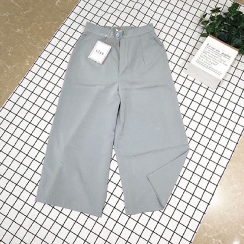 Quần ống rộng vải đũi khoá thật chun sau