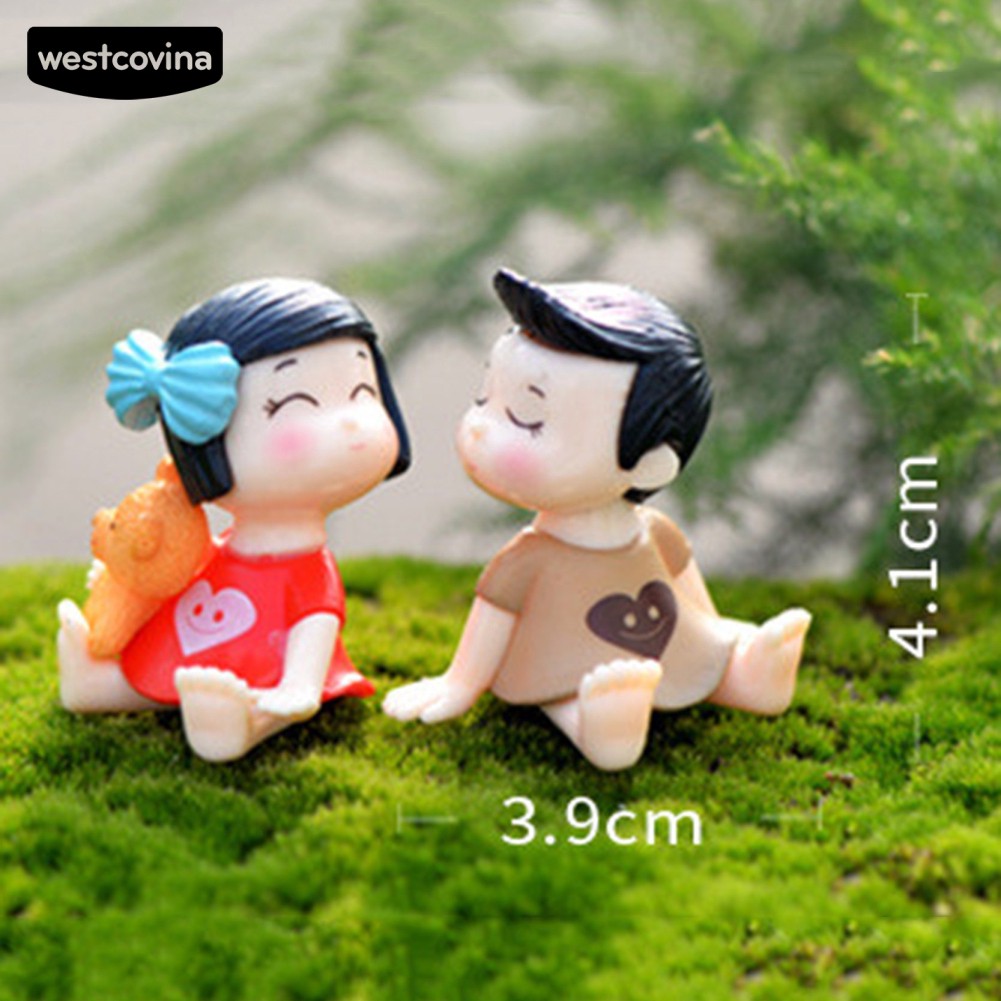 Bộ 2 Tượng Bé Trai Và Bé Gái Mini Trang Trí Tiểu Cảnh