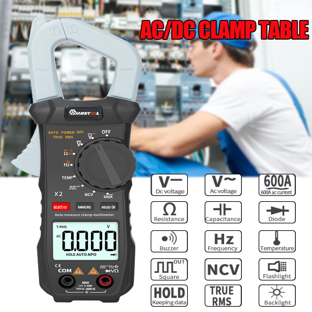 MUSTOOL X2 Pocket 6000 Counts True RMS Clamp Meter AC Voltage&Current Digital Multimeter Automatic