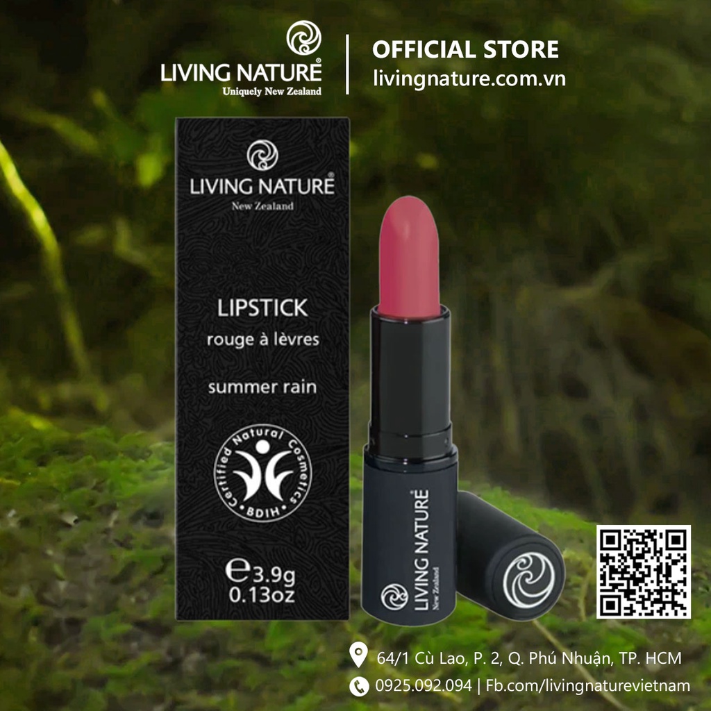 Son môi organic Living Nature - Màu hồng mận Summer Rain 07