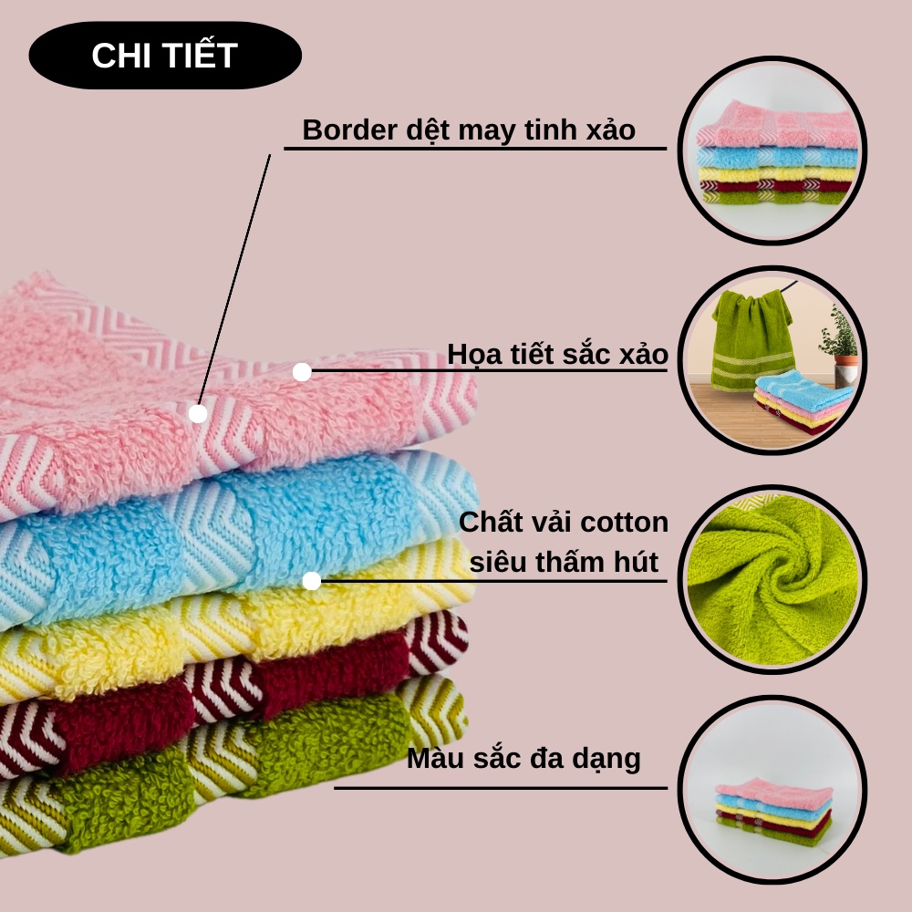 Khăn Mặt Cotton Cao Cấp Thiện Phú 34x75, Khăn Lau Mặt Chất Bông Sợi Tự Nhiên Thấm Nước Tốt M387