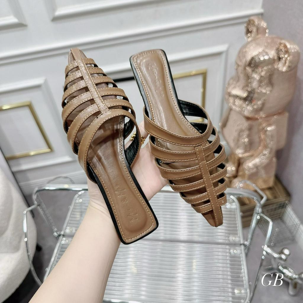 Giày sục rọ đan dây mũi nhọn bản mảnh quai xinh đế 3cm- lamlam3456-