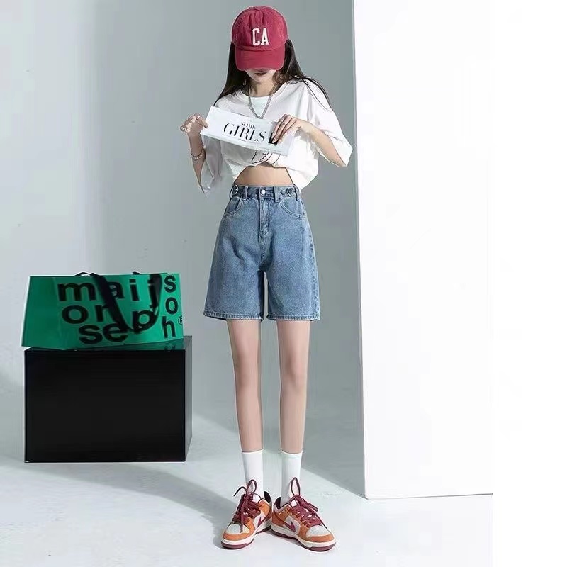 Quần Short Denim Lưng Cao Phong Cách Hàn Quốc Đơn Giản Thời Trang Mùa Hè Cho Nữ