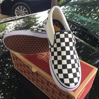 [FULL BOX] Giày lười Slip-On Checkerboard trắng đen