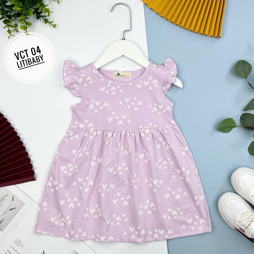 Đầm thun cotton hoa văn Litibaby cho bé 10-35kg