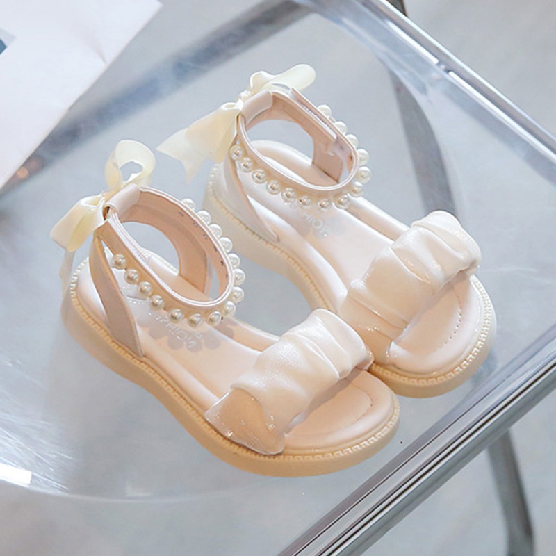 Sandal Đế Mềm Đính Nơ Và Ngọc Trai Cho Bé Gái