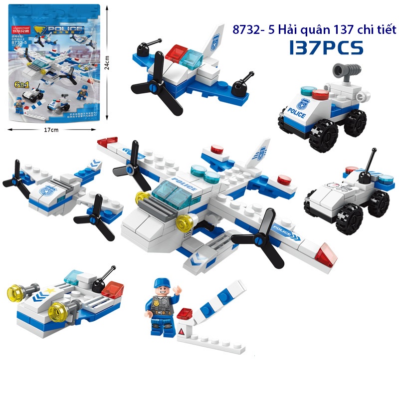 Bộ đồ chơi LEGO BBS xếp hình lắp ráp nhiều chủ đề: xây dựng, bác sĩ, cảnh sát, cứu hỏa... phát triển tư duy cho trẻ