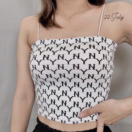 Áo croptop hai dây hoạ tiết NY, có mútẢnh thật hết