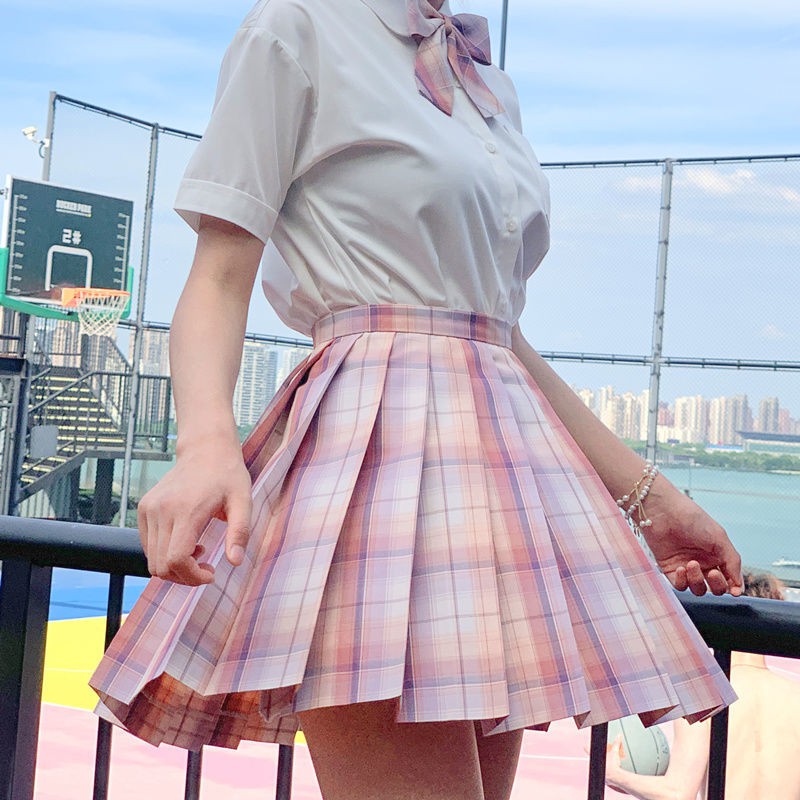 chân váy tennischân váy dài▼₪۩"Orange Moon Eighteen" Bộ quần áo đồng phục JK màu hồng mẫu mùa xuân gốc toàn vá