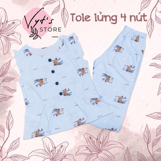 Đồ bộ nữ tole lanh lửng 4 nút