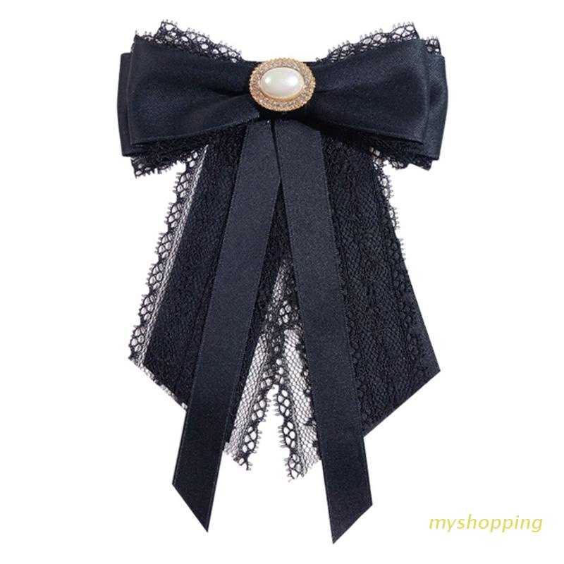 Ghim cài áo thắt nơ đính ngọc trai giả phong cách vintage dành cho nữ