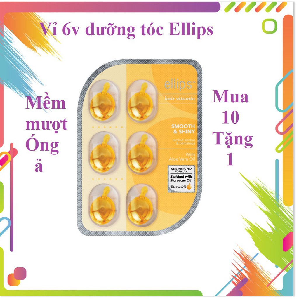 (chính hãng- cam kết hiệu quả) Viên dưỡng tóc mềm mượt óng ả Ellips 1ml   6 viên