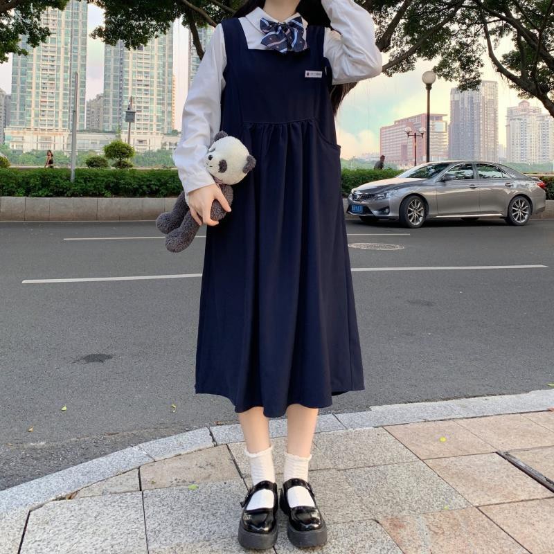 Mùa xuân mới Nhật Bản đồng phục JK váy xếp ly nữ sinh Đại học phong cách Hàn Quốc phù hợp với váy dài giữa váy chữ a