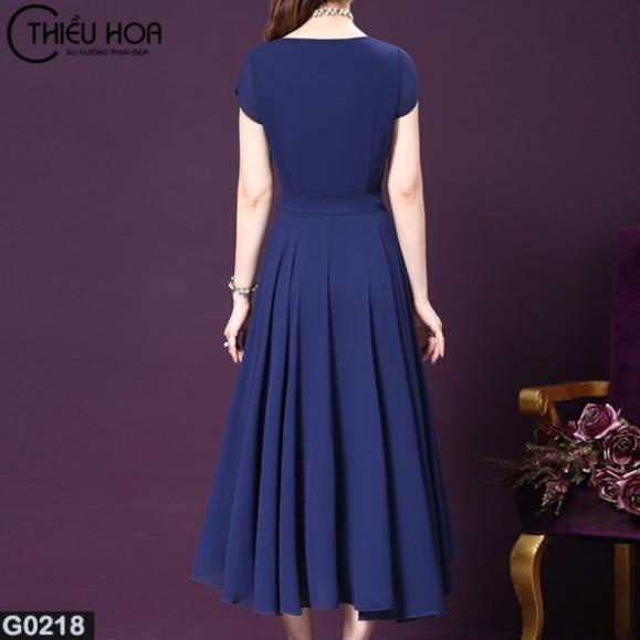 Đầm Trung Niên Chiffon Dáng Xòe Dạ Hội Thiều Hoa G0218 WBS