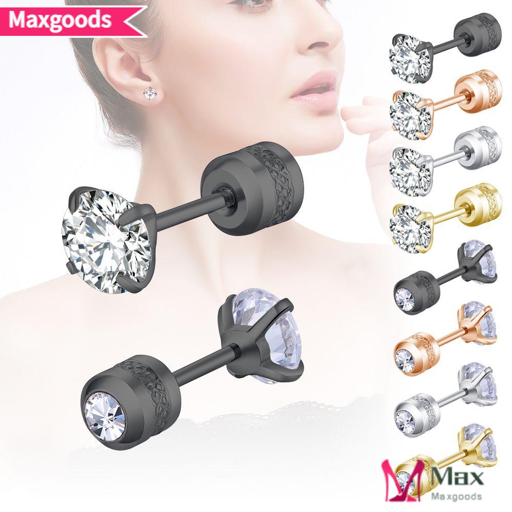 Bông Tai Hình Tròn 2-6mm Đính Đá Kim Cương Giả Không Gây Dị Ứng Làm Quà Tặng Sinh Nhật