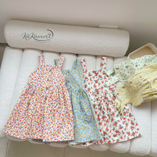 Váy 2 dây bản to  thiết kế dáng vintage TẶNG kèm MŨ chất liệu thô Hàn (KM22-VA213) Kakummi