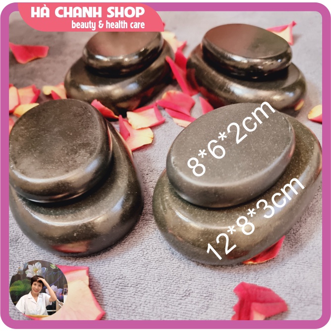 Đá Nóng Massage Body Cỡ Lớn Đá Núi Lửa Hình Tròn 10*10cm  Và Hình Ô Van 12*8cm Dày 3cm Giữ Nhiệt Lâu Dài Hơn