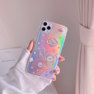 Ốp lưng iphone hologram gấu phi hành phản quang
