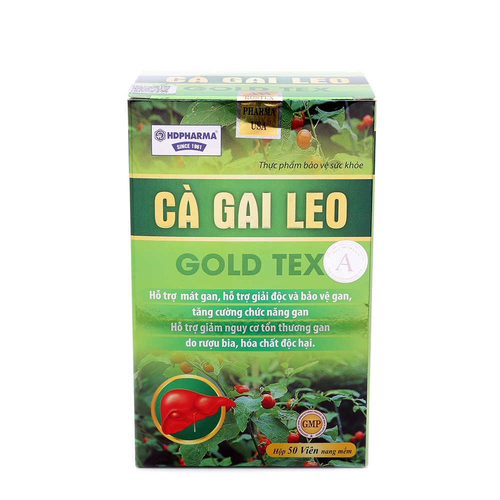 Bổ gan thảo dược Cà Gai Leo Gold Tex mát gan, giải độc gan - Hộp xanh 50 viên