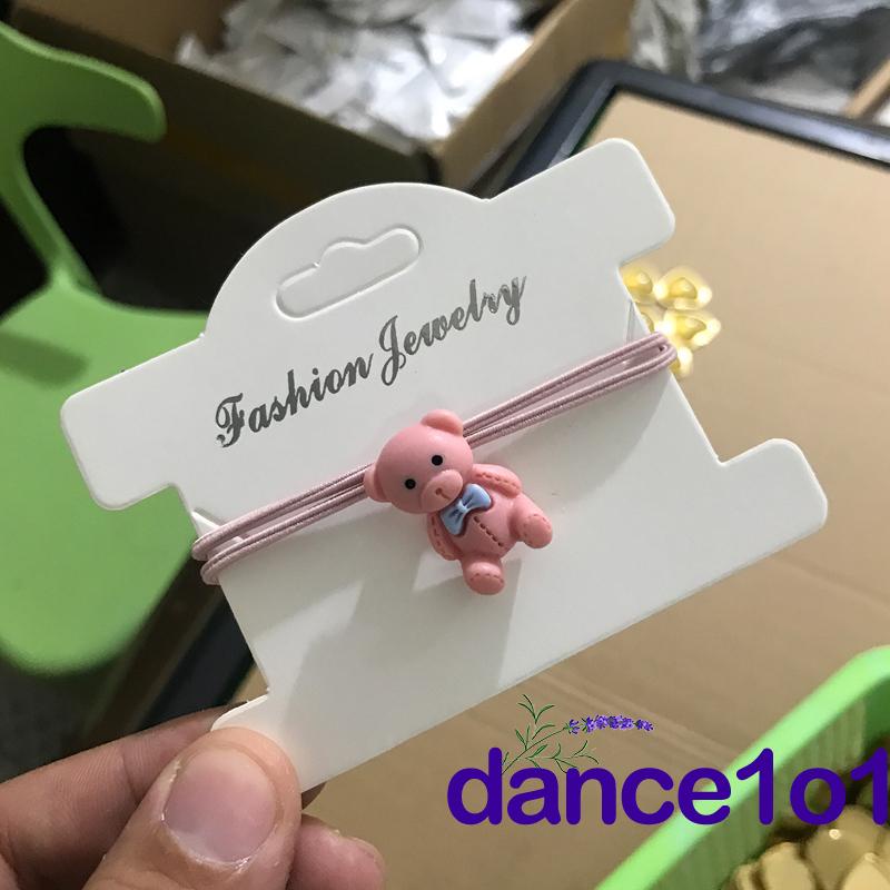 Dây cột tóc hình gấu hoạt hình màu trơn/tương phản xinh xắn dành cho bé gái