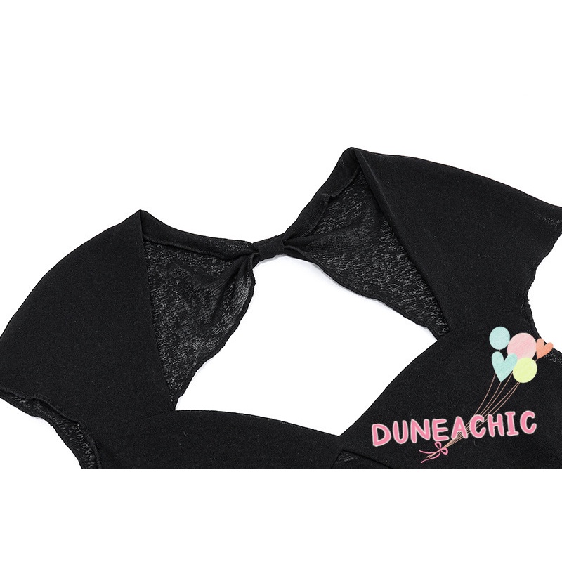 Áo Thun Crop Top Cổ Chữ V Hở Lưng Xuyên Thấu Gợi Cảm