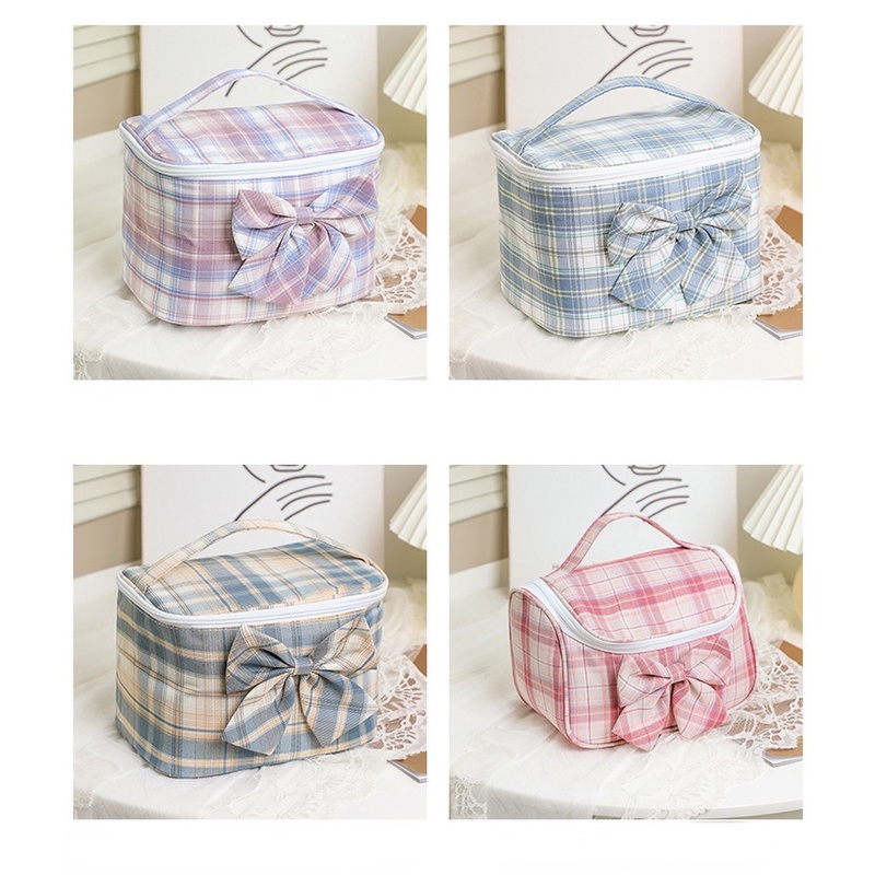 Túi Đựng Mỹ Phẩm Trang Điểm Đa Năng Phối Nơ Dễ Thương