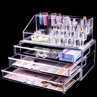 [TIỆN DỤNG] KHAY ĐỰNG ĐỒ MỸ PHẨM TRONG SUỐT, KỆ ĐỰNG SON NHIỀU Ô