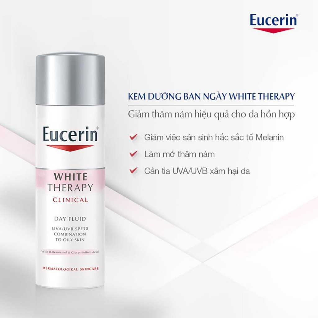 Kem Dưỡng Trắng Sáng Da Ban Ngày Eucerin White Therapy Day Fluid UVA/UVB SPF 30 (50ml)