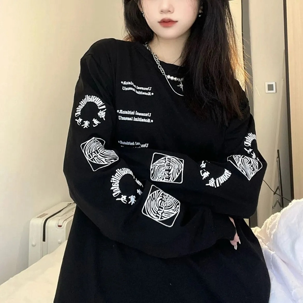 Áo sweater dáng rộng mỏng phong cách Mỹ retro thời trang xuân thu cá tính dành cho nữ