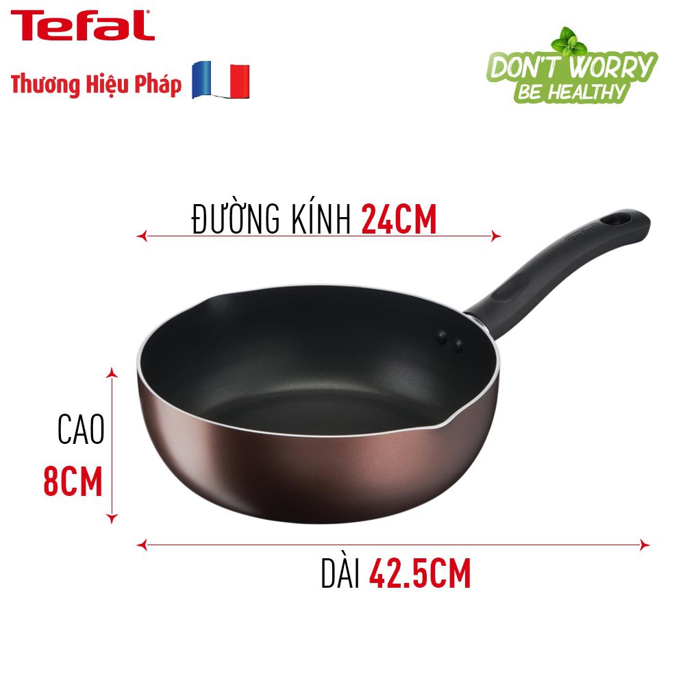 Chảo sâu lòng chống dính Titanium đáy từ 24cm Tefal Day by Day G1436405 - Hàng chính hãng, bảo hành 24 tháng