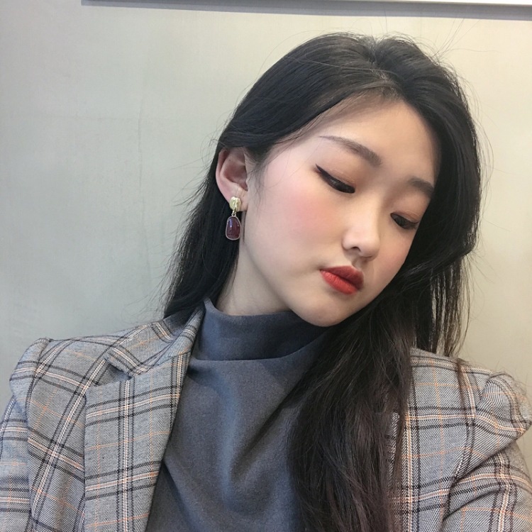 Bông tai đá nhân tạo đỏ phong cách vintage thời trang nữ tính ANNIE D95