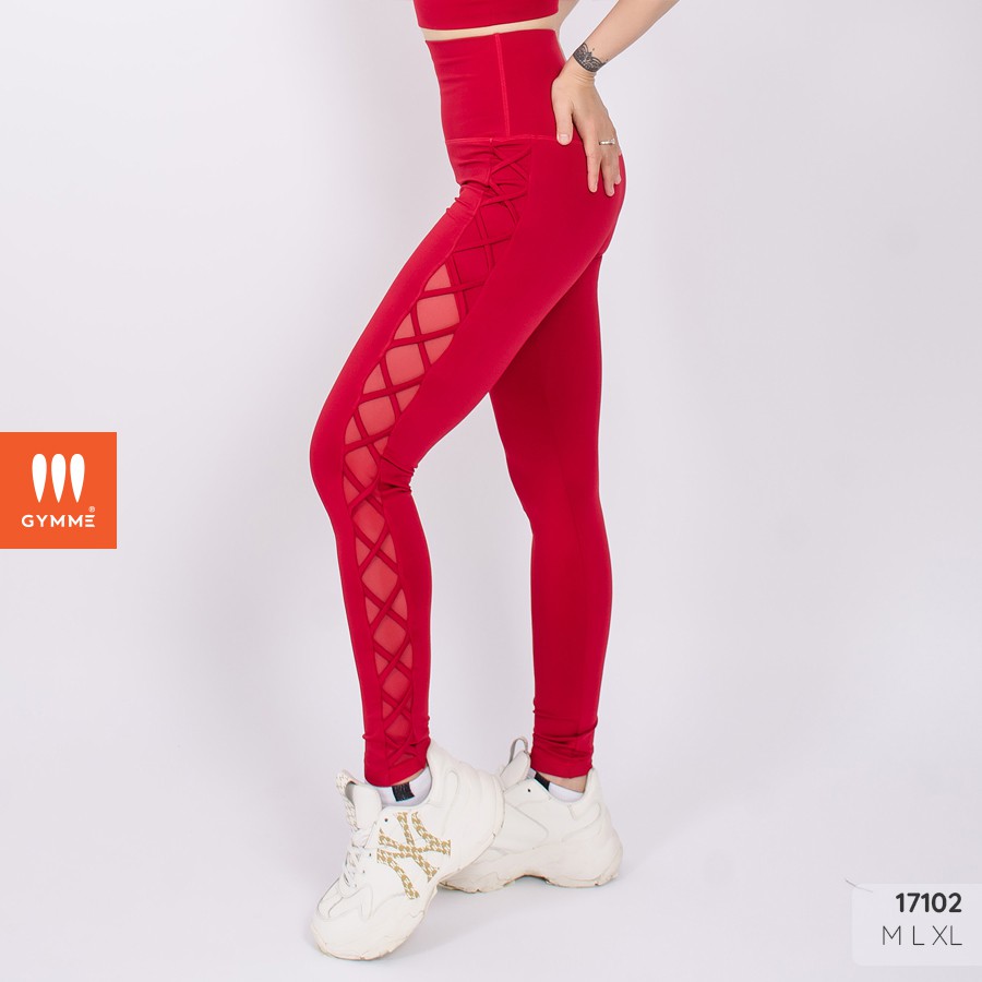 Quần legging thể thao nữ GYMME phối dây đan chéo bên sườn quyến rũ - 17102