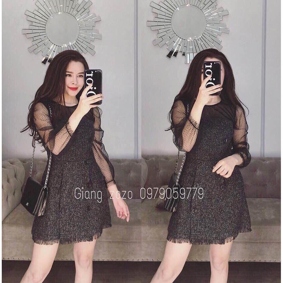 Váy dạ pha tay lưới kiểu mới rất đẹp bắt mắt. Chất đẹp hàng qc. E toàn nhập đồ đẹp về cho các ty của e thuii.