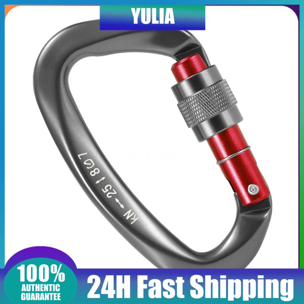 Khóa carabiner 25KN hình chữ D tiện dụng khi leo núi/móc võng