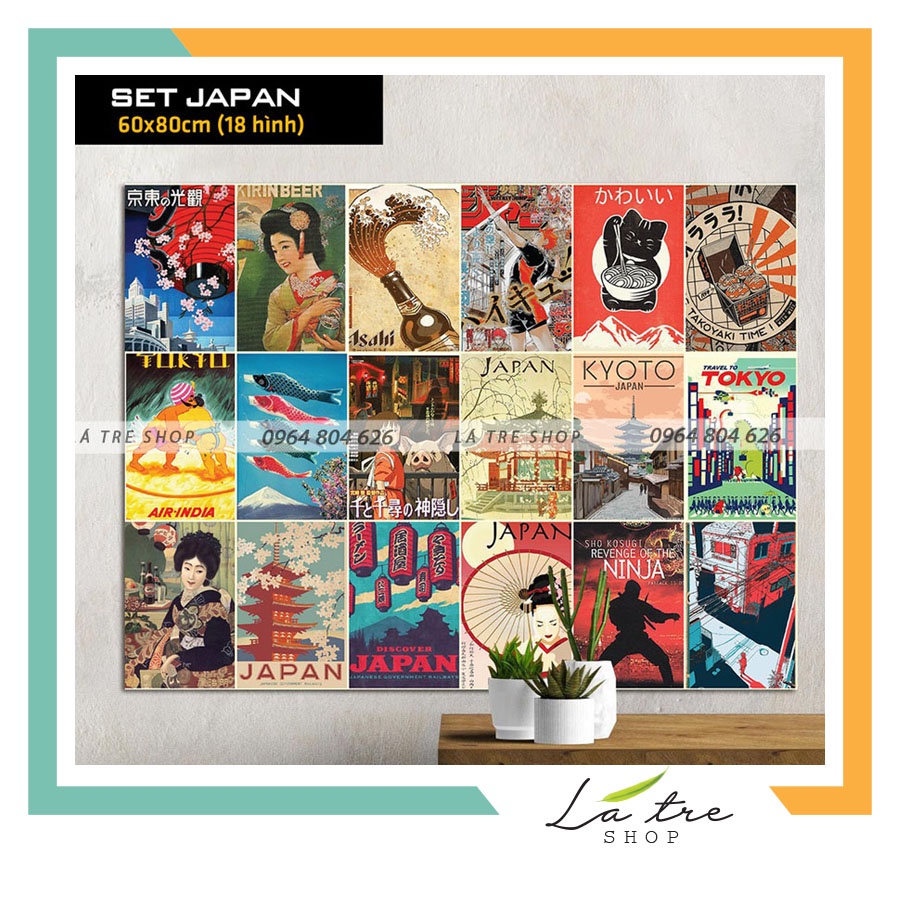 Poster dán tường tranh decor vintage trang trí phòng ngủ áp phích dán tường quầy bar POP.ART japan 1012