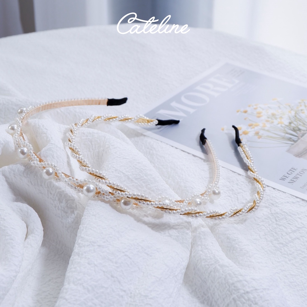 Bờm tóc nữ Cateline kim loại cao cấp, cài tóc thiết kế đính ngọc nhân tạo xinh xắn dễ thương - PKTCL02