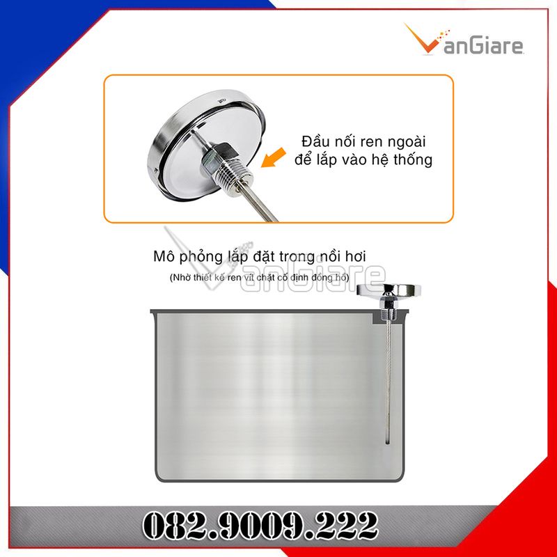 Đồng hồ đo nhiệt độ cơ inox 150 độ C - DAEWON Hàn Quốc (Chân sau)