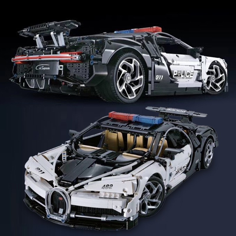 đồ chơi giáo dục Lắp Ráp mô hình siêu xe DECOOL Technic Series Bugatti Chiron Racing Car  3388D Police Car  20086